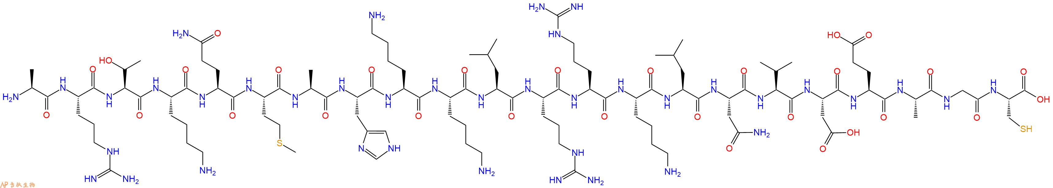 专肽生物产品H2N-Ala-Arg-Thr-Lys-Gln-Met-Ala-His-Lys-Lys-Leu-Arg-Arg-Lys-Leu-Asn-Val-Asp-Glu-Ala-Gly-Cys-OH