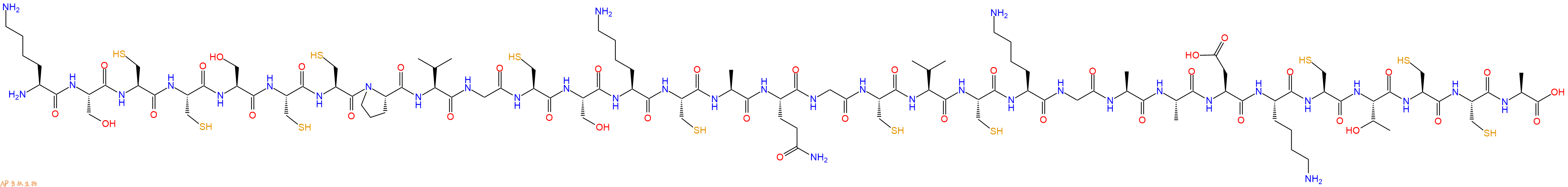 专肽生物产品H2N-Lys-Ser-Cys-Cys-Ser-Cys-Cys-Pro-Val-Gly-Cys-Ser-Lys-Cys-Ala-Gln-Gly-Cys-Val-Cys-Lys-Gly-Ala-Ala-Asp-Lys-Cys-Thr-Cys-Cys-Ala-OH