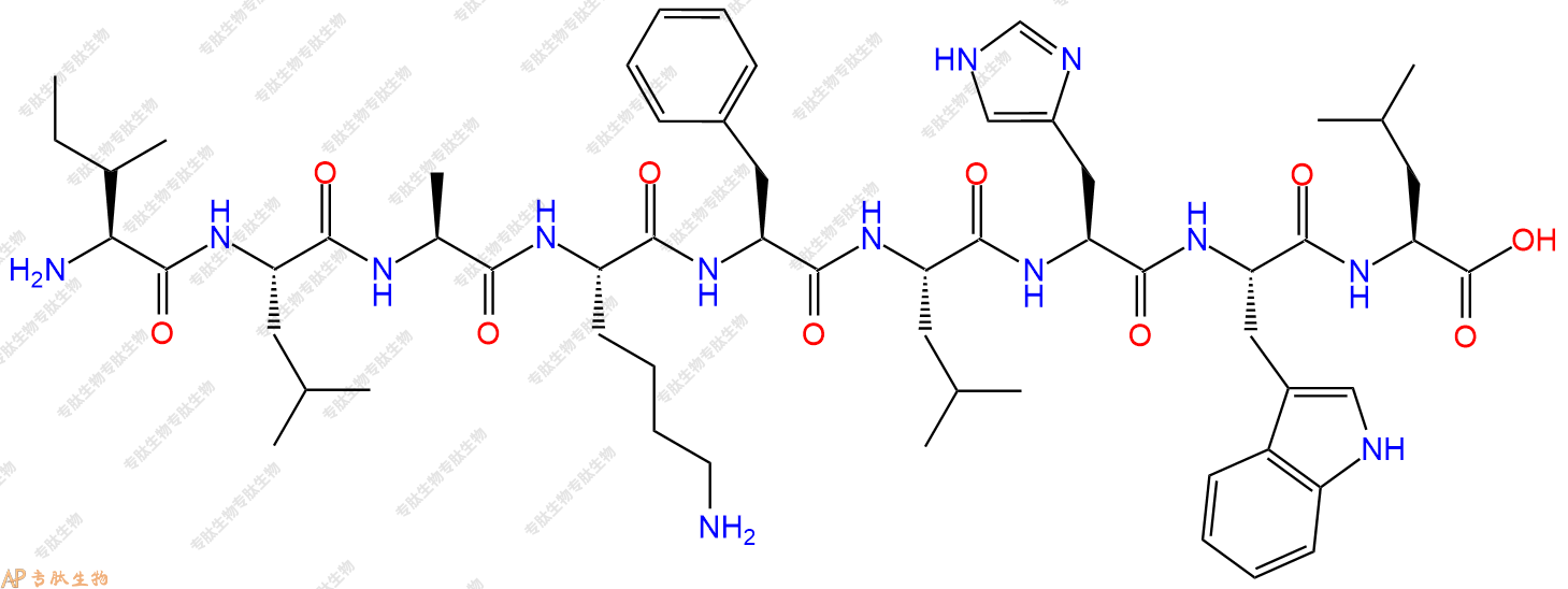 专肽生物产品H2N-Ile-Leu-Ala-Lys-Phe-Leu-His-Trp-Leu-OH