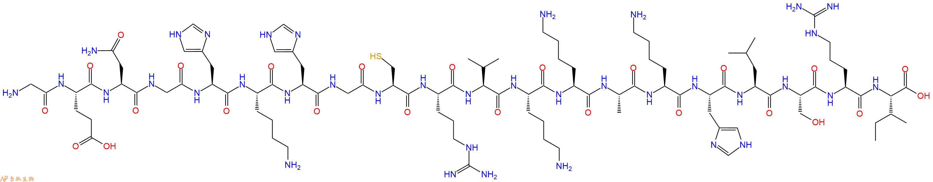 专肽生物产品H2N-Gly-Glu-Asn-Gly-His-Lys-His-Gly-Cys-Arg-Val-Lys-Lys-Ala-Lys-His-Leu-Ser-Arg-Ile-OH