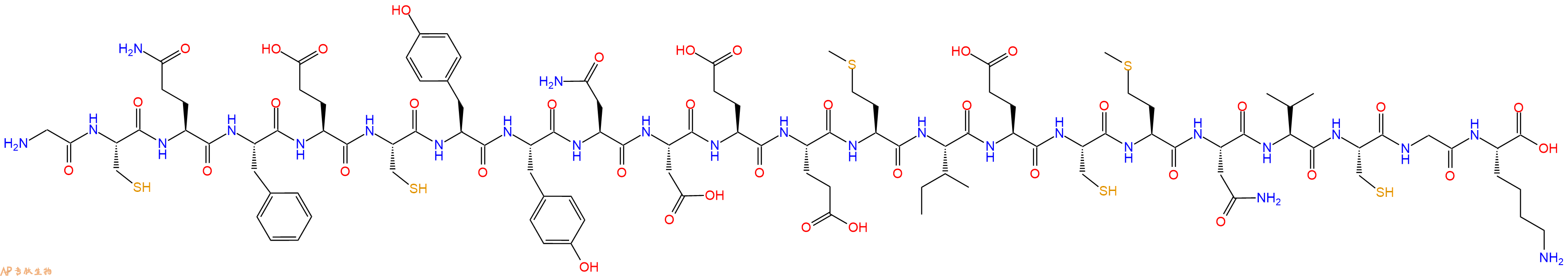 专肽生物产品H2N-Gly-Cys-Gln-Phe-Glu-Cys-Tyr-Tyr-Asn-Asp-Glu-Glu-Met-Ile-Glu-Cys-Met-Asn-Val-Cys-Gly-Lys-OH