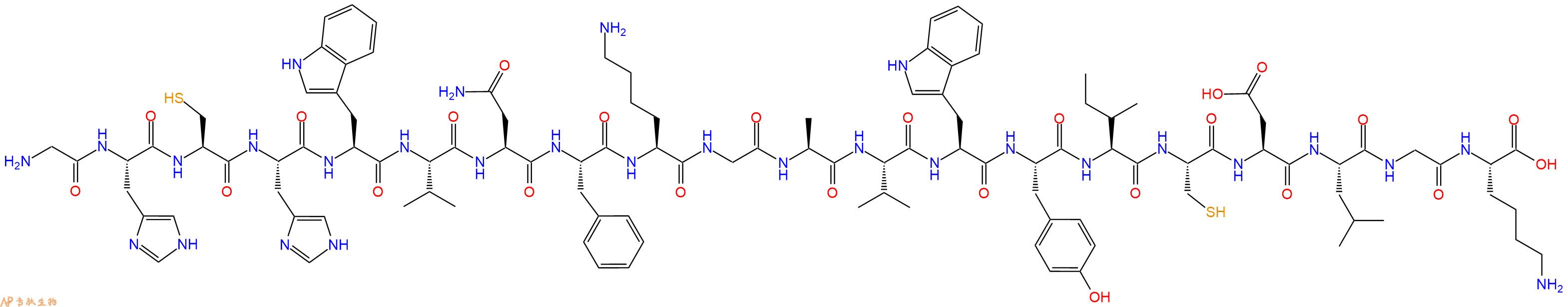 专肽生物产品H2N-Gly-His-Cys-His-Trp-Val-Asn-Phe-Lys-Gly-Ala-Val-Trp-Tyr-Ile-Cys-Asp-Leu-Gly-Lys-OH