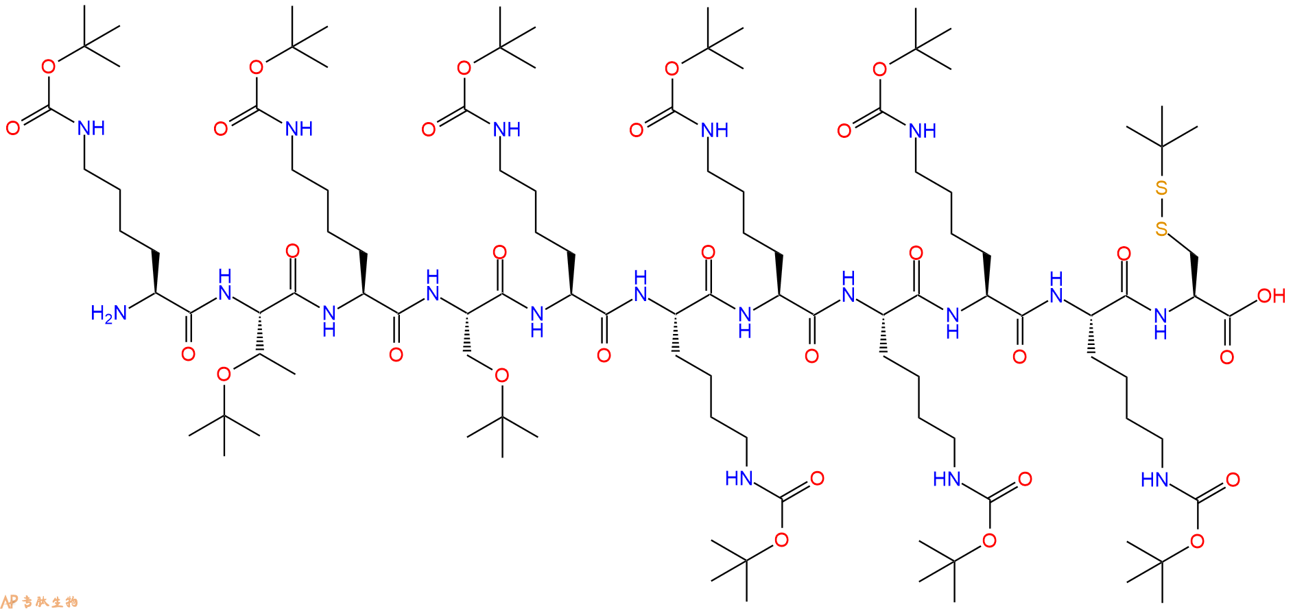 专肽生物产品H2N-Lys(Boc)-Thr(tBu)-Lys(Boc)-Ser(tBu)-Lys(Boc)-Lys(Boc)-Lys(Boc)-Lys(Boc)-Lys(Boc)-Lys(Boc)-Cys(StBu)-OH
