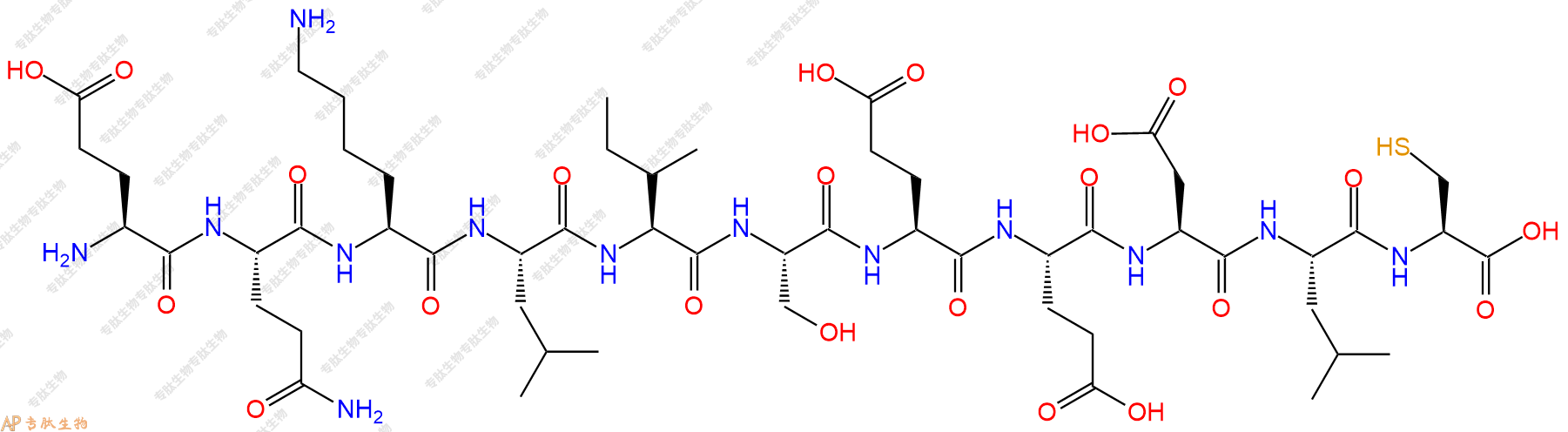 专肽生物产品H2N-Glu-Gln-Lys-Leu-Ile-Ser-Glu-Glu-Asp-Leu-Cys-OH