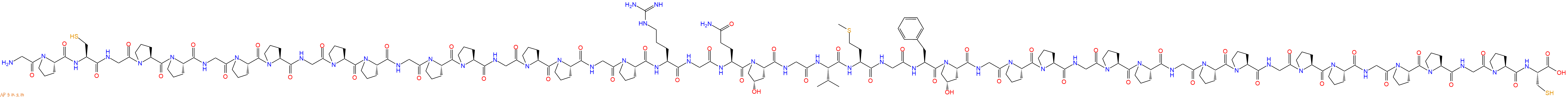 专肽生物产品H2N-Gly-Pro-Cys-Gly-Pro-Pro-Gly-Pro-Pro-Gly-Pro-Pro-Gly-Pro-Pro-Gly-Pro-Pro-Gly-Pro-Arg-Gly-Gln-Hyp-Gly-Val-Met-Gly-Phe-Hyp-Gly-Pro-Pro-Gly-Pro-Pro-Gly-Pro-Pro-Gly-Pro-Pro-Gly-Pro-Pro-Gly-Pro-Cys-OH