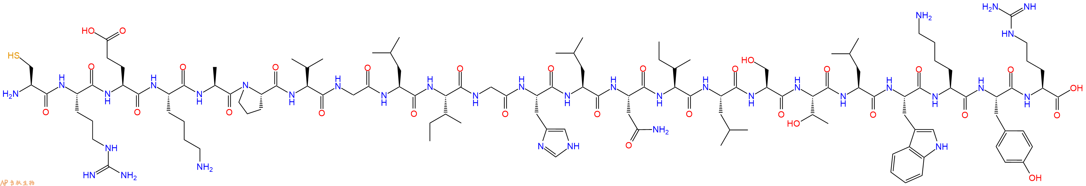专肽生物产品H2N-Cys-Arg-Glu-Lys-Ala-Pro-Val-Gly-Leu-Ile-Gly-His-Leu-Asn-Ile-Leu-Ser-Thr-Leu-Trp-Lys-Tyr-Arg-OH