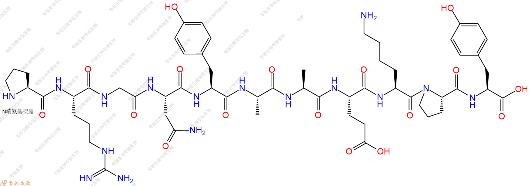 专肽生物产品H2N-Pro-Arg-Gly-Asn-Tyr-Ala-Ala-Glu-Lys-Pro-Tyr-OH
