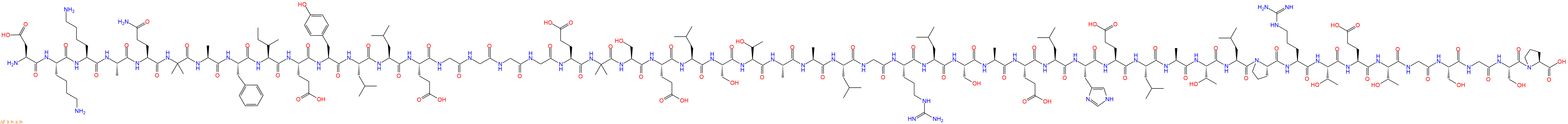 专肽生物产品H2N-Asp-Lys-Lys-Ala-Gln-Aib-Ala-Phe-Ile-Glu-Tyr-Leu-Leu-Glu-Gly-Gly-Gly-Gly-Glu-Aib-Ser-Glu-Leu-Ser-Thr-Ala-Ala-Leu-Gly-Arg-Leu-Ser-Ala-Glu-Leu-His-Glu-Leu-Ala-Thr-Leu-Pro-Arg-Thr-Glu-Thr-Gly-Ser-Gly-Ser-Pro-OH