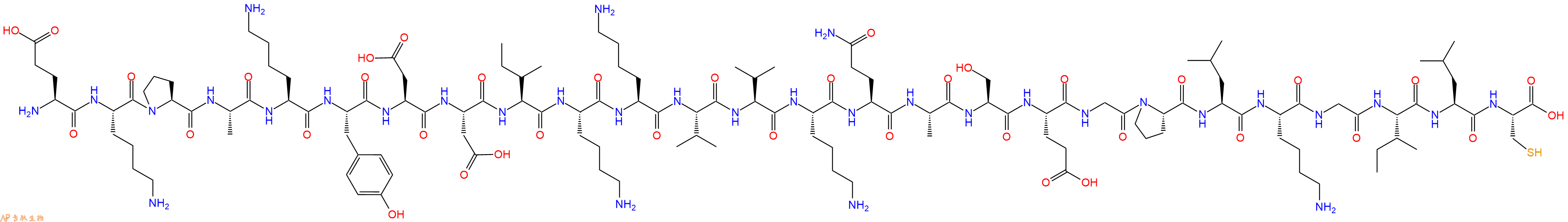 专肽生物产品H2N-Glu-Lys-Pro-Ala-Lys-Tyr-Asp-Asp-Ile-Lys-Lys-Val-Val-Lys-Gln-Ala-Ser-Glu-Gly-Pro-Leu-Lys-Gly-Ile-Leu-Cys-OH