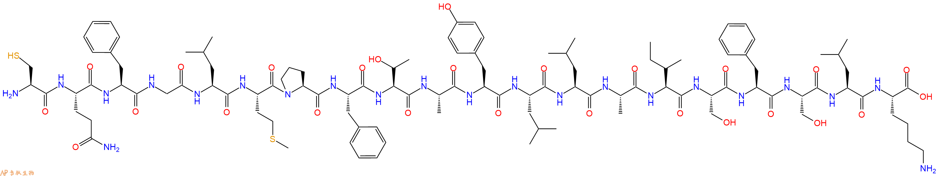 专肽生物产品H2N-Cys-Gln-Phe-Gly-Leu-Met-Pro-Phe-Thr-Ala-Tyr-Leu-Leu-Ala-Ile-Ser-Phe-Ser-Leu-Lys-OH