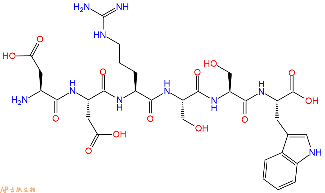 专肽生物产品H2N-Asp-Asp-Arg-Ser-Ser-Trp-OH