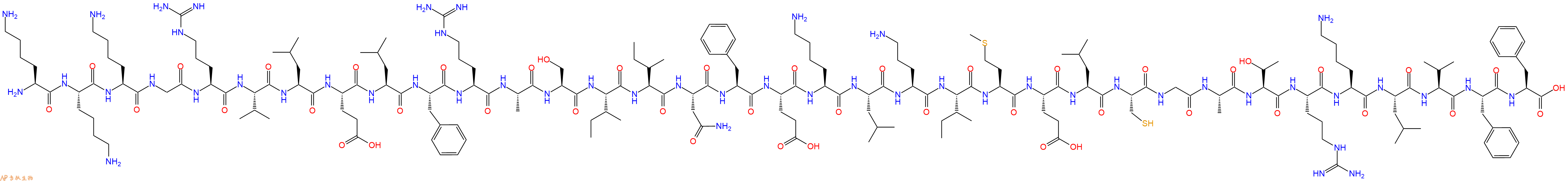 专肽生物产品H2N-Lys-Lys-Lys-Gly-Arg-Val-Leu-Glu-Leu-Phe-Arg-Ala-Ser-Ile-Ile-Asn-Phe-Glu-Lys-Leu-Orn-Ile-Met-Glu-Leu-Cys-Gly-Ala-Thr-Arg-Lys-Leu-Val-Phe-Phe-OH
