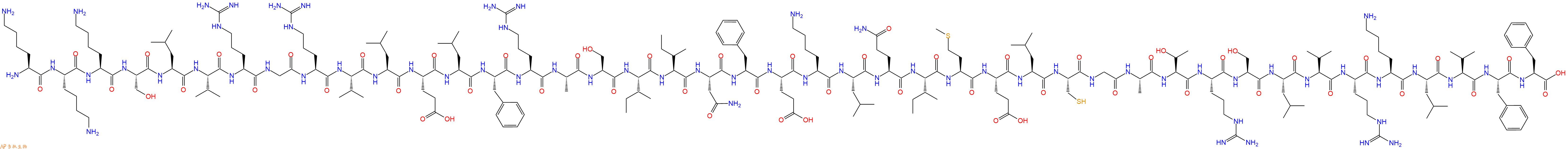 专肽生物产品H2N-Lys-Lys-Lys-Ser-Leu-Val-Arg-Gly-Arg-Val-Leu-Glu-Leu-Phe-Arg-Ala-Ser-Ile-Ile-Asn-Phe-Glu-Lys-Leu-Gln-Ile-Met-Glu-Leu-Cys-Gly-Ala-Thr-Arg-Ser-Leu-Val-Arg-Lys-Leu-Val-Phe-Phe-OH