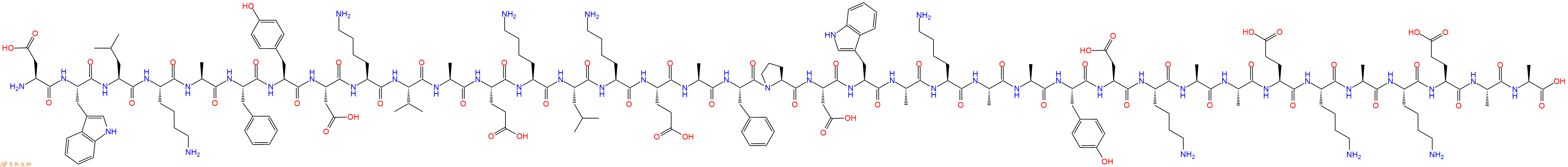 专肽生物产品H2N-Asp-Trp-Leu-Lys-Ala-Phe-Tyr-Asp-Lys-Val-Ala-Glu-Lys-Leu-Lys-Glu-Ala-Phe-Pro-Asp-Trp-Ala-Lys-Ala-Ala-Tyr-Asp-Lys-Ala-Ala-Glu-Lys-Ala-Lys-Glu-Ala-Ala-OH