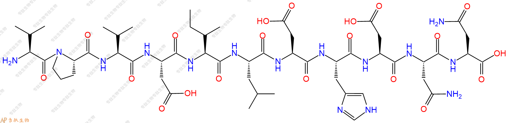 专肽生物产品H2N-Val-Pro-Val-Asp-Ile-Leu-Asp-His-Asp-Asn-Asn-OH