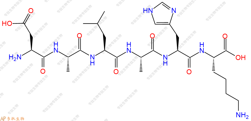 专肽生物产品H2N-Asp-Ala-Leu-Ala-His-Lys-OH