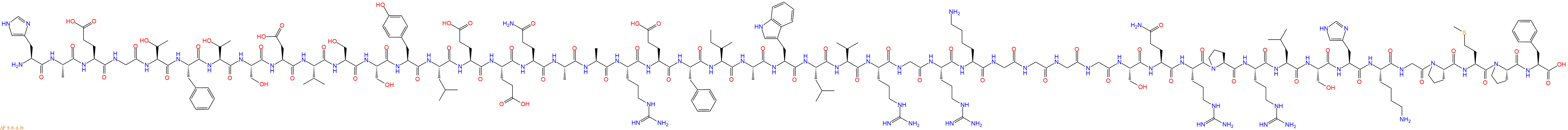 专肽生物产品H2N-His-Ala-Glu-Gly-Thr-Phe-Thr-Ser-Asp-Val-Ser-Ser-Tyr-Leu-Glu-Glu-Gln-Ala-Ala-Arg-Glu-Phe-Ile-Ala-Trp-Leu-Val-Arg-Gly-Arg-Lys-Gly-Gly-Gly-Gly-Ser-Gln-Arg-Pro-Arg-Leu-Ser-His-Lys-Gly-Pro-Met-Pro-Phe-OH