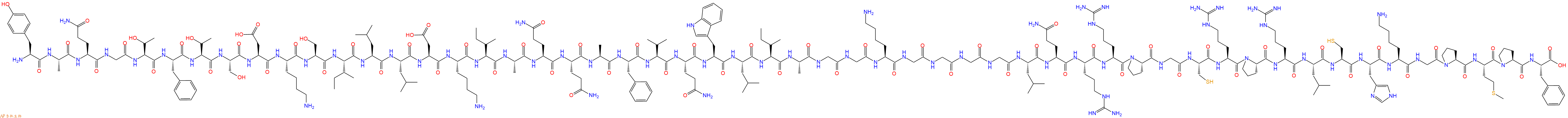 专肽生物产品H2N-Tyr-Ala-Gln-Gly-Thr-Phe-Thr-Ser-Asp-Lys-Ser-Ile-Leu-Leu-Asp-Lys-Ile-Ala-Gln-Gln-Ala-Phe-Val-Gln-Trp-Leu-Ile-Ala-Gly-Gly-Lys-Gly-Gly-Gly-Gly-Leu-Gln-Arg-Arg-Pro-Gly-Cys-Arg-Pro-Arg-Leu-Cys-His-Lys-Gly-Pro-Met-Pro-Phe-OH