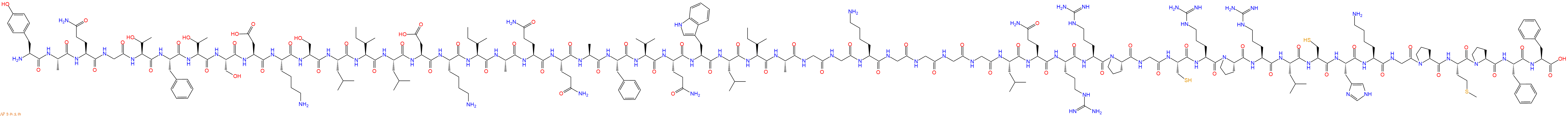 专肽生物产品H2N-Tyr-Ala-Gln-Gly-Thr-Phe-Thr-Ser-Asp-Lys-Ser-Leu-Ile-Leu-Asp-Lys-Ile-Ala-Gln-Gln-Ala-Phe-Val-Gln-Trp-Leu-Ile-Ala-Gly-Gly-Lys-Gly-Gly-Gly-Gly-Leu-Gln-Arg-Arg-Pro-Gly-Cys-Arg-Pro-Arg-Leu-Cys-His-Lys-Gly-Pro-Met-Pro-Phe-Phe-OH