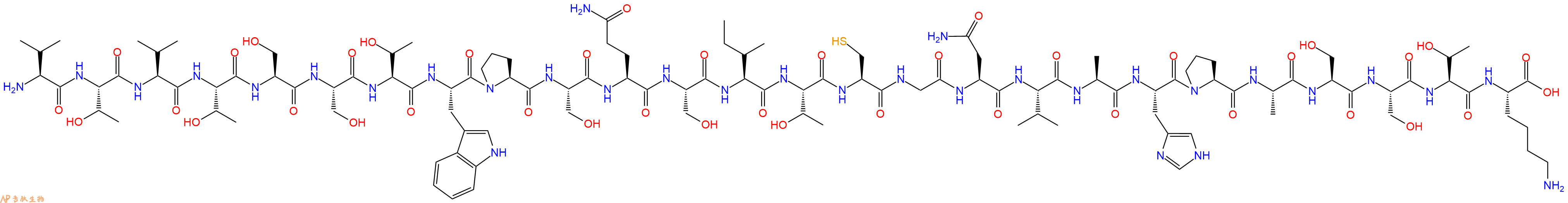 专肽生物产品H2N-Val-Thr-Val-Thr-Ser-Ser-Thr-Trp-Pro-Ser-Gln-Ser-Ile-Thr-Cys-Gly-Asn-Val-Ala-His-Pro-Ala-Ser-Ser-Thr-Lys-OH