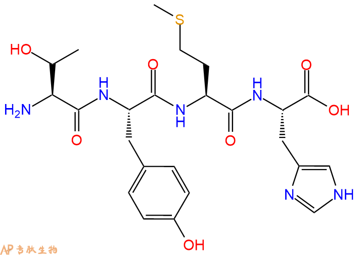 专肽生物产品H2N-Thr-Tyr-Met-His-OH
