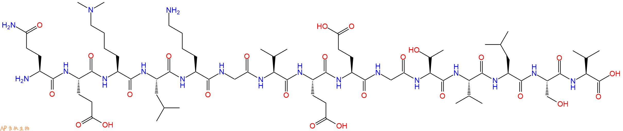 专肽生物产品H2N-Gln-Glu-Lys(Me)2-Leu-Lys-Gly-Val-Glu-Glu-Gly-Thr-Val-Leu-Ser-Val-OH