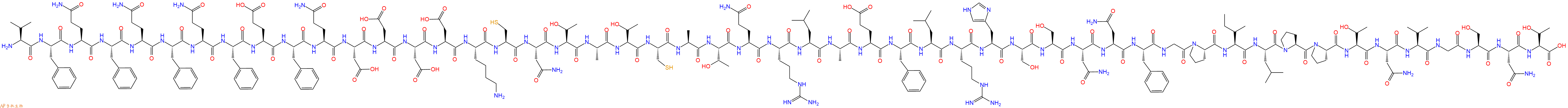 专肽生物产品H2N-Val-Phe-Gln-Phe-Gln-Phe-Gln-Phe-Glu-Phe-Gln-Asp-Asp-Asp-Asp-Lys-Cys-Asn-Thr-Ala-Thr-Cys-Ala-Thr-Gln-Arg-Leu-Ala-Glu-Phe-Leu-Arg-His-Ser-Ser-Asn-Asn-Phe-Gly-Pro-Ile-Leu-Pro-Pro-Thr-Asn-Val-Gly-Ser-Asn-Thr-OH