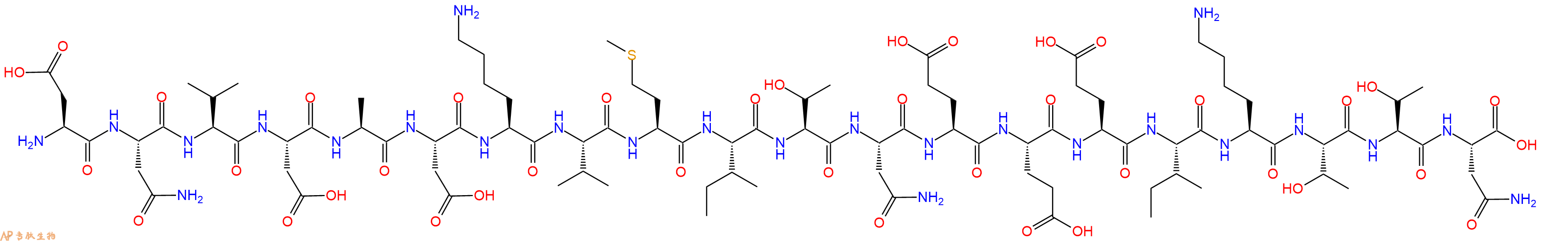 专肽生物产品H2N-Asp-Asn-Val-Asp-Ala-Asp-Lys-Val-Met-Ile-Thr-Asn-Glu-Glu-Glu-Ile-Lys-Thr-Thr-Asn-OH