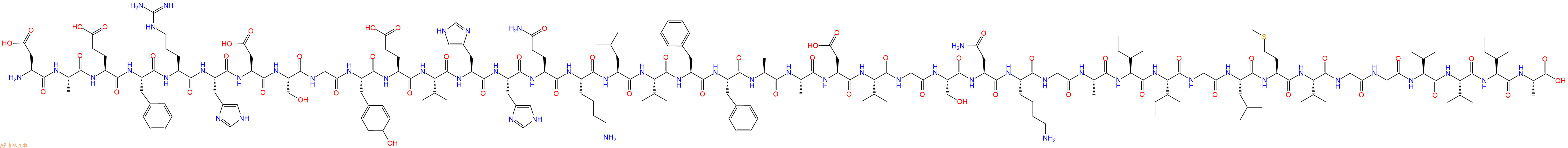 专肽生物产品H2N-Asp-Ala-Glu-Phe-Arg-His-Asp-Ser-Gly-Tyr-Glu-Val-His-His-Gln-Lys-Leu-Val-Phe-Phe-Ala-Ala-Asp-Val-Gly-Ser-Asn-Lys-Gly-Ala-Ile-Ile-Gly-Leu-Met-Val-Gly-Gly-Val-Val-Ile-Ala-OH