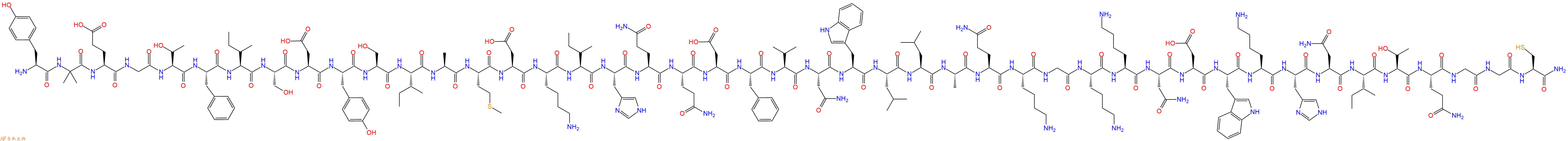 专肽生物产品H2N-Tyr-Aib-Glu-Gly-Thr-Phe-Ile-Ser-Asp-Tyr-Ser-Ile-Ala-Met-Asp-Lys-Ile-His-Gln-Gln-Asp-Phe-Val-Asn-Trp-Leu-Leu-Ala-Gln-Lys-Gly-Lys-Lys-Asn-Asp-Trp-Lys-His-Asn-Ile-Thr-Gln-Gly-Gly-Cys-NH2