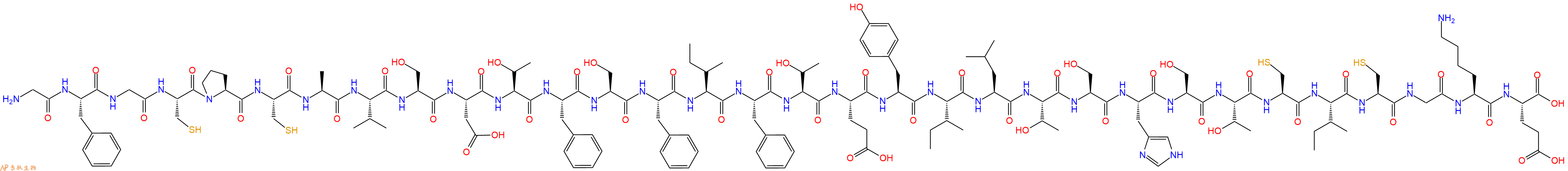 专肽生物产品H2N-Gly-Phe-Gly-Cys-Pro-Cys-Ala-Val-Ser-Asp-Thr-Phe-Ser-Phe-Ile-Phe-Thr-Glu-Tyr-Ile-Leu-Thr-Ser-His-Ser-Thr-Cys-Ile-Cys-Gly-Lys-Glu-OH