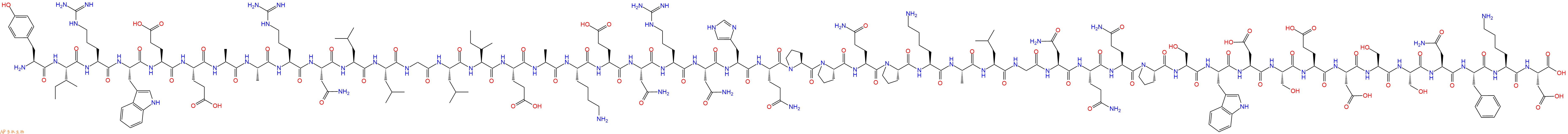 专肽生物产品H2N-Tyr-Ile-Arg-Trp-Glu-Glu-Ala-Ala-Arg-Asn-Leu-Leu-Gly-Leu-Ile-Glu-Ala-Lys-Glu-Asn-Arg-Asn-His-Gln-Pro-Pro-Gln-Pro-Lys-Ala-Leu-Gly-Asn-Gln-Gln-Pro-Ser-Trp-Asp-Ser-Glu-Asp-Ser-Ser-Asn-Phe-Lys-Asp-OH