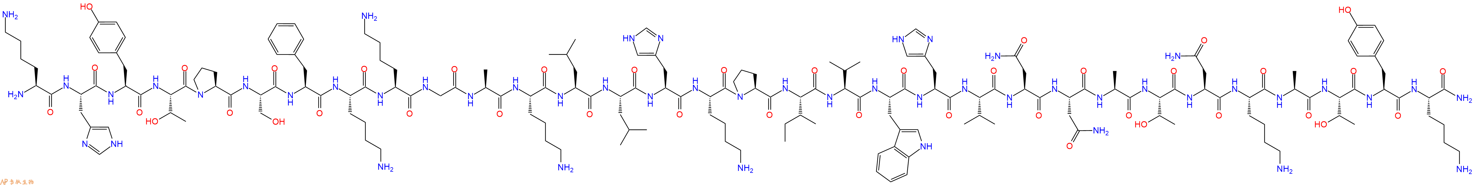 专肽生物产品H2N-Lys-His-Tyr-Thr-Pro-Ser-Phe-Lys-Lys-Gly-Ala-Lys-Leu-Leu-His-Lys-Pro-Ile-Val-Trp-His-Val-Asn-Asn-Ala-Thr-Asn-Lys-Ala-Thr-Tyr-Lys-NH2