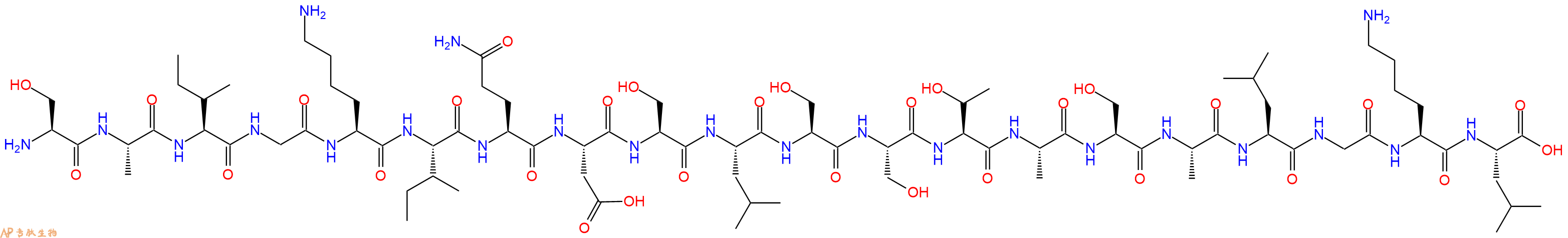 专肽生物产品H2N-Ser-Ala-Ile-Gly-Lys-Ile-Gln-Asp-Ser-Leu-Ser-Ser-Thr-Ala-Ser-Ala-Leu-Gly-Lys-Leu-OH