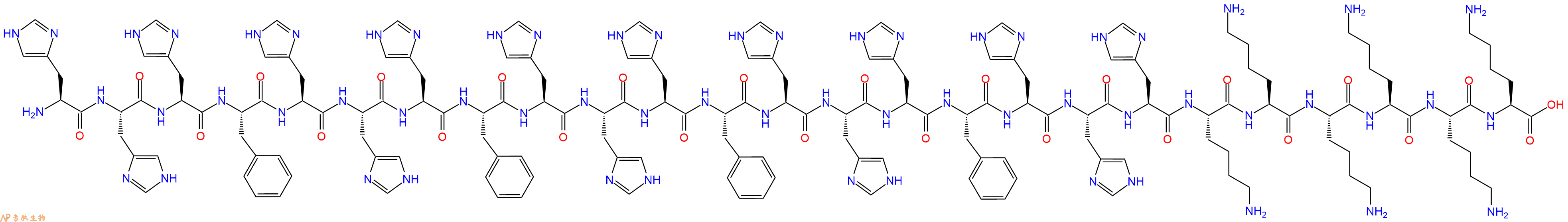专肽生物产品H2N-His-His-His-Phe-His-His-His-Phe-His-His-His-Phe-His-His-His-Phe-His-His-His-Lys-Lys-Lys-Lys-Lys-Lys-OH