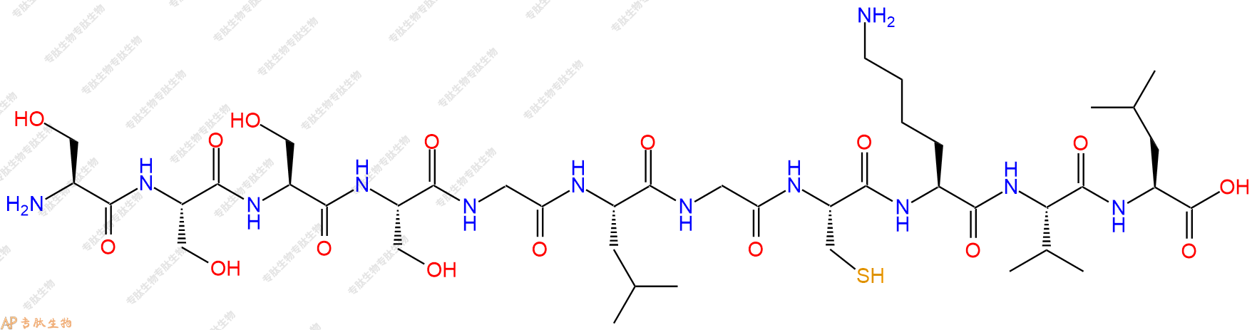 专肽生物产品H2N-Ser-Ser-Ser-Ser-Gly-Leu-Gly-Cys-Lys-Val-Leu-OH