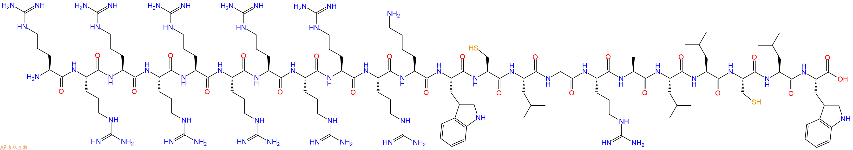 专肽生物产品H2N-Arg-Arg-Arg-Arg-Arg-Arg-Arg-Arg-Arg-Arg-Lys-Trp-Cys-Leu-Gly-Arg-Ala-Leu-Leu-Cys-Leu-Trp-OH