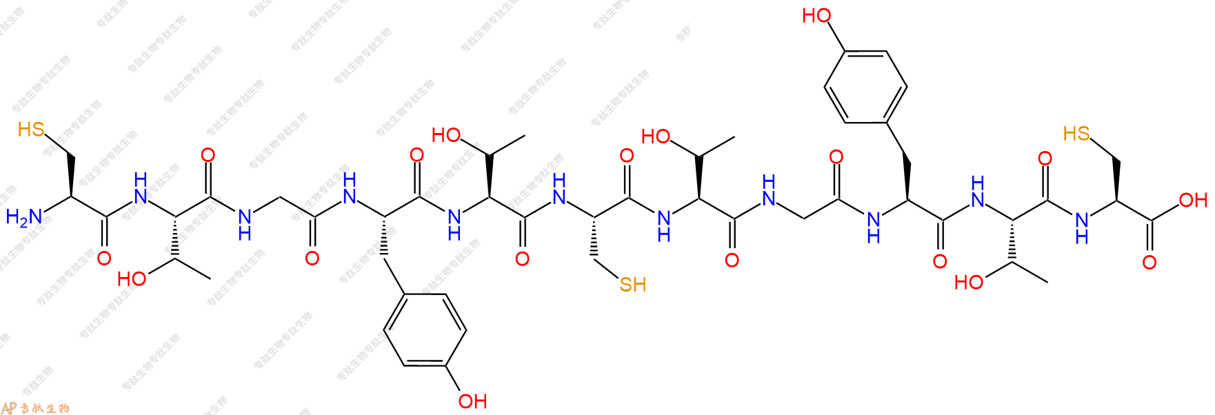 专肽生物产品H2N-Cys-Thr-Gly-Tyr-Thr-Cys-Thr-Gly-Tyr-Thr-Cys-OH