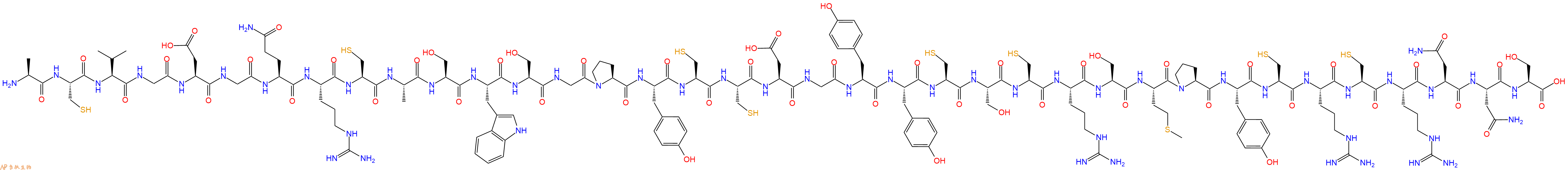 专肽生物产品H2N-Ala-Cys-Val-Gly-Asp-Gly-Gln-Arg-Cys-Ala-Ser-Trp-Ser-Gly-Pro-Tyr-Cys-Cys-Asp-Gly-Tyr-Tyr-Cys-Ser-Cys-Arg-Ser-Met-Pro-Tyr-Cys-Arg-Cys-Arg-Asn-Asn-Ser-OH