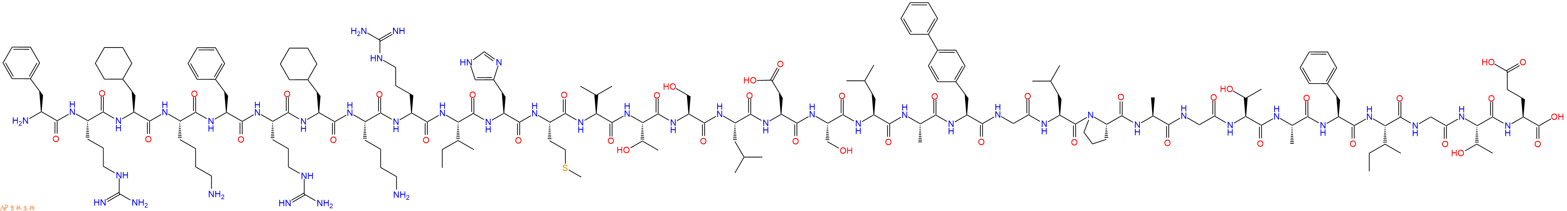 专肽生物产品H2N-Phe-Arg-Cha-Lys-Phe-Arg-Cha-Lys-Arg-Ile-His-Met-Val-Thr-Ser-Leu-Asp-Ser-Leu-Ala-Bip-Gly-Leu-Pro-Ala-Gly-Thr-Ala-Phe-Ile-Gly-Thr-Glu-OH