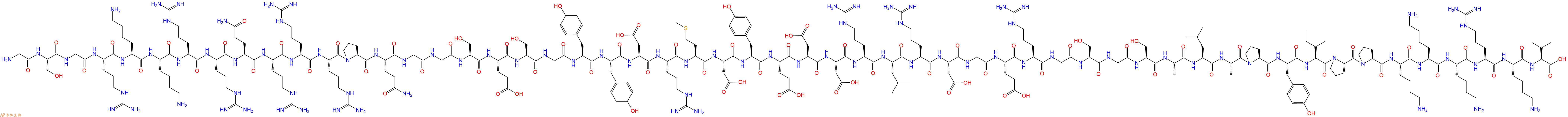 专肽生物产品H2N-Gly-Ser-Gly-Arg-Lys-Lys-Arg-Arg-Gln-Arg-Arg-Arg-Pro-Gln-Gly-Gly-Ser-Glu-Ser-Gly-Tyr-Tyr-Asp-Arg-Met-Asp-Tyr-Glu-Asp-Asp-Arg-Leu-Arg-Asp-Gly-Glu-Arg-Gly-Ser-Gly-Ser-Ala-Leu-Ala-Pro-Tyr-Ile-Pro-Pro-Lys-Lys-Lys-Arg-Lys-Val-OH