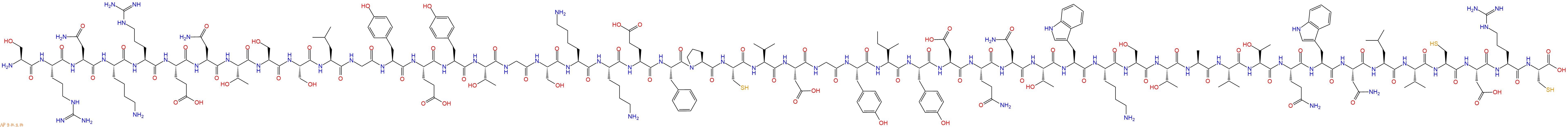 专肽生物产品H2N-Ser-Arg-Asn-Lys-Arg-Glu-Asn-Thr-Ser-Ser-Leu-Gly-Tyr-Glu-Tyr-Thr-Gly-Ser-Lys-Lys-Glu-Phe-Pro-Cys-Val-Asp-Gly-Tyr-Ile-Tyr-Asp-Gln-Asn-Thr-Trp-Lys-Ser-Thr-Ala-Val-Thr-Gln-Trp-Asn-Leu-Val-Cys-Asp-Arg-Cys-OH