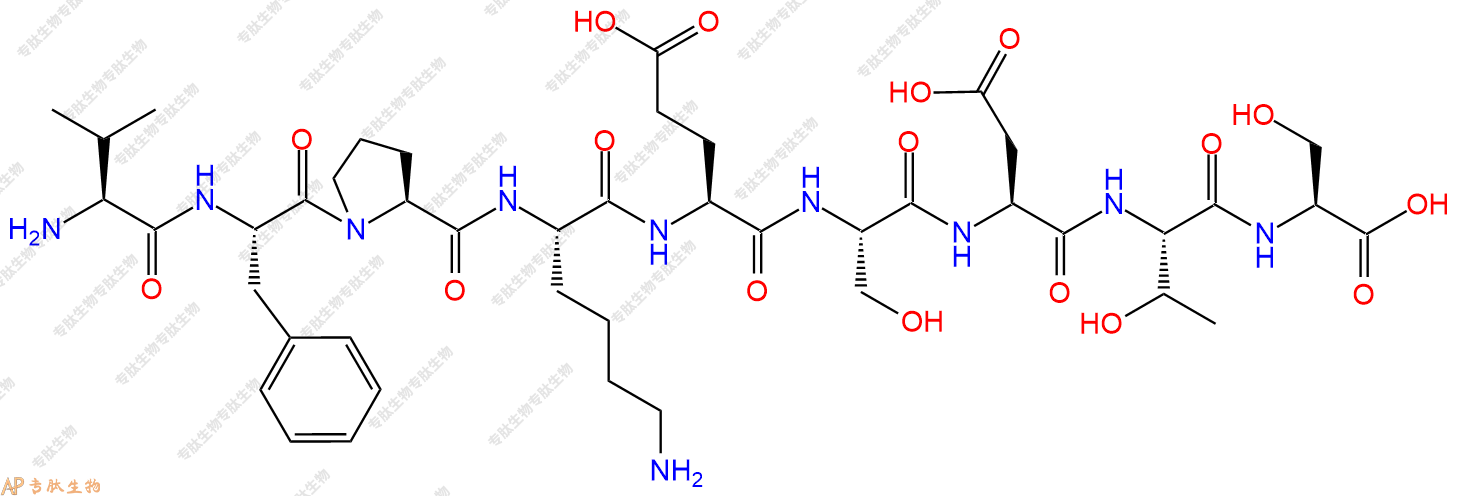 专肽生物产品H2N-Val-Phe-Pro-Lys-Glu-Ser-Asp-Thr-Ser-OH