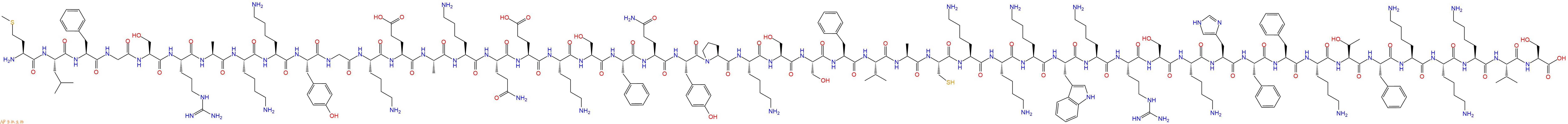 专肽生物产品H2N-Met-Leu-Phe-Gly-Ser-Arg-Ala-Lys-Lys-Tyr-Gly-Lys-Glu-Ala-Lys-Gln-Glu-Lys-Ser-Phe-Gln-Tyr-Pro-Lys-Ser-Ser-Phe-Val-Ala-Cys-Lys-Lys-Lys-Trp-Lys-Arg-Ser-Lys-His-Phe-Phe-Lys-Thr-Phe-Lys-Lys-Lys-Val-Ser-OH