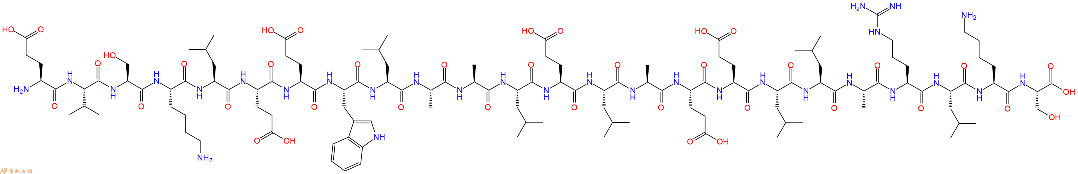 专肽生物产品H2N-Glu-Val-Ser-Lys-Leu-Glu-Glu-Trp-Leu-Ala-Ala-Leu-Glu-Leu-Ala-Glu-Glu-Leu-Leu-Ala-Arg-Leu-Lys-Ser-OH