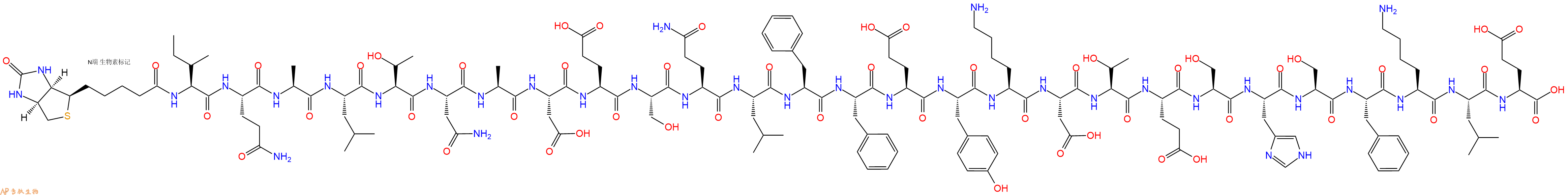 专肽生物产品Biotinyl-Ile-Gln-Ala-Leu-Thr-Asn-Ala-Asp-Glu-Ser-Gln-Leu-Phe-Phe-Glu-Tyr-Lys-Asp-Thr-Glu-Ser-His-Ser-Phe-Lys-Leu-Glu-OH
