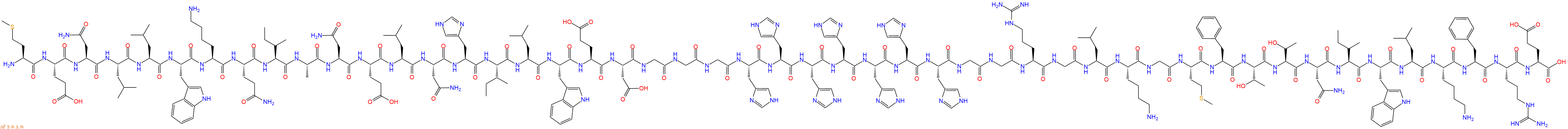 专肽生物产品H2N-Met-Glu-Asn-Leu-Leu-Trp-Lys-Gln-Ile-Ala-Asn-Glu-Leu-Asn-His-Ile-Leu-Trp-Glu-Asp-Gly-Gly-Gly-His-His-His-His-His-His-His-Gly-Gly-Arg-Gly-Leu-Lys-Gly-Met-Phe-Thr-Thr-Asn-Ile-Trp-Leu-Lys-Phe-Arg-Glu-OH