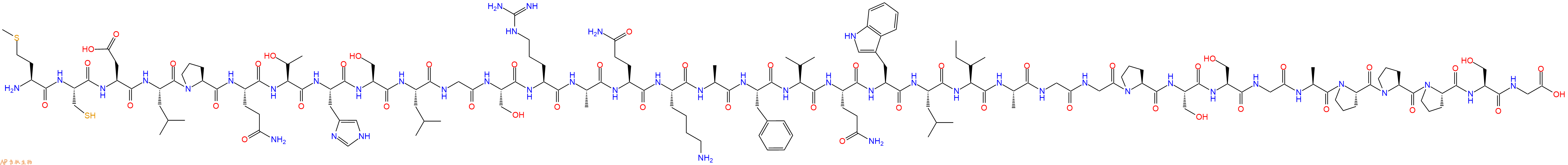 专肽生物产品H2N-Met-Cys-Asp-Leu-Pro-Gln-Thr-His-Ser-Leu-Gly-Ser-Arg-Ala-Gln-Lys-Ala-Phe-Val-Gln-Trp-Leu-Ile-Ala-Gly-Gly-Pro-Ser-Ser-Gly-Ala-Pro-Pro-Pro-Ser-Gly-OH