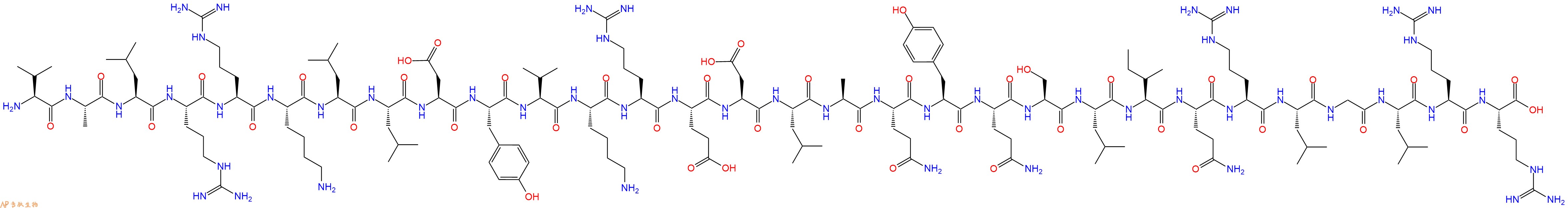 专肽生物产品H2N-Val-Ala-Leu-Arg-Arg-Lys-Leu-Leu-Asp-Tyr-Val-Lys-Arg-Glu-Asp-Leu-Ala-Gln-Tyr-Gln-Ser-Leu-Ile-Gln-Arg-Leu-Gly-Leu-Arg-Arg-OH