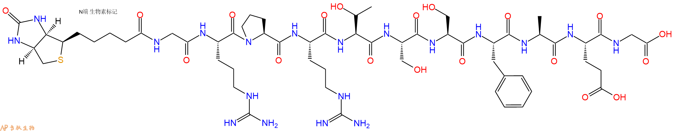 专肽生物产品Biotinyl-Gly-Arg-Pro-Arg-Thr-Ser-Ser-Phe-Ala-Glu-Gly-OH